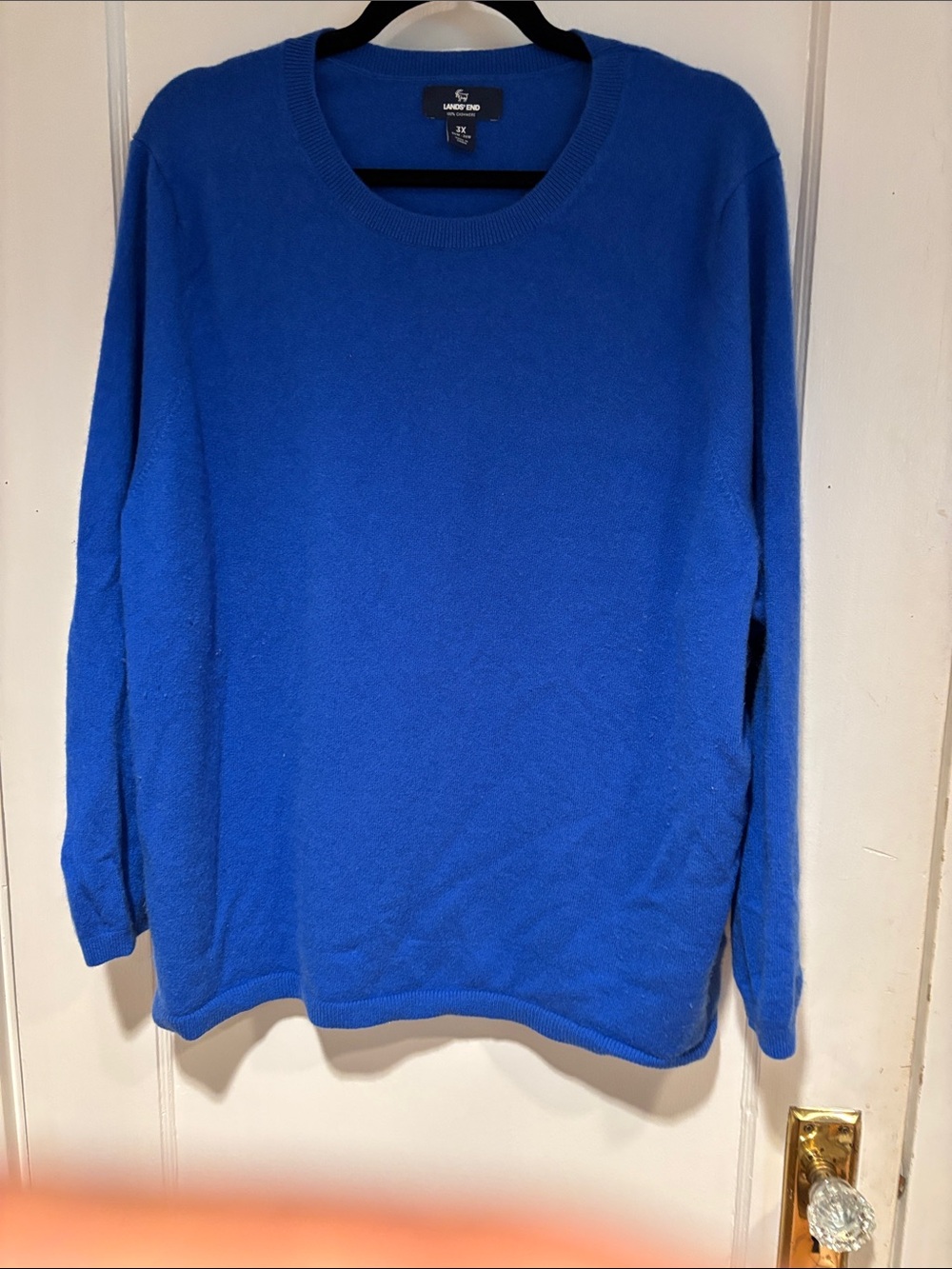 Lands' End Men's Bright Blue 100% Cashmere Crewneck Sweater 3XL